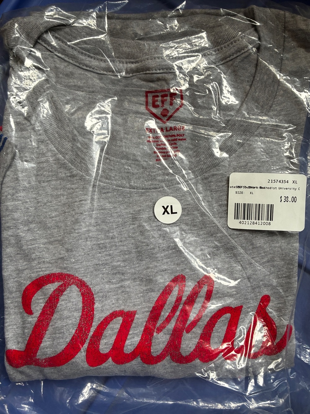 Ebbets Field Flannels SMU Crewneck T-Shirt - Red Script (XL)